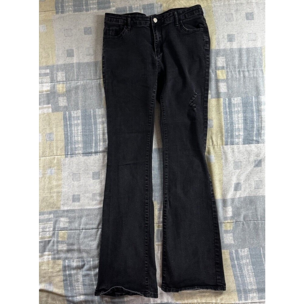 SHEIN Black Straight Wide Leg Flare Women's Pants Size Large